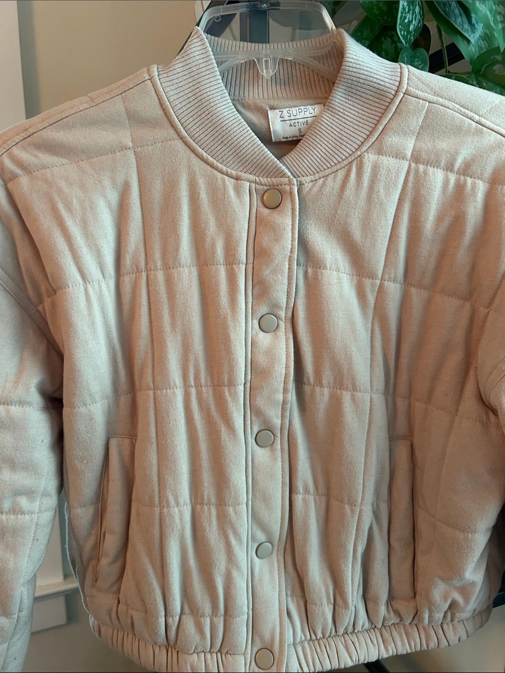 Z Supply Light Taupe Quilted Bomber Jacket - Picture 7 of 9